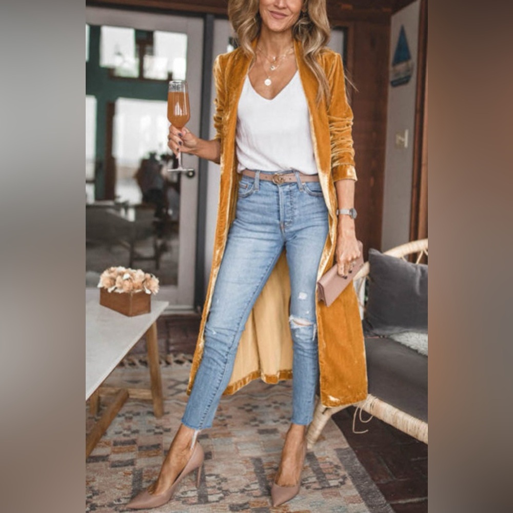 Open Front Long Sleeve Coat